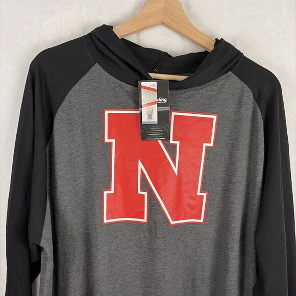 Nebraska Cornhuskers Lightweight Pullover Hoodie Size 2XL Black Gray NWT - Picture 2 of 5